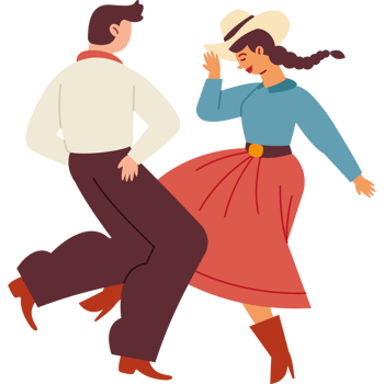 man and woman in western style clothes dancing png
