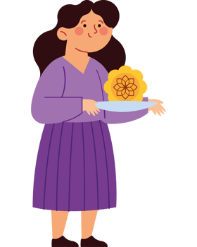 woman with mooncake for mid autumn png