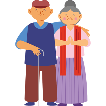 cartoon chinese old couple hugging png
