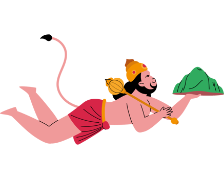 hanuman lifting up dronagiri mountain png