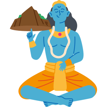 hindu god krishna with raised mountain png