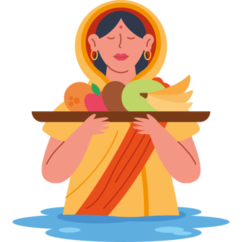 indian woman celebrating chhath puja png