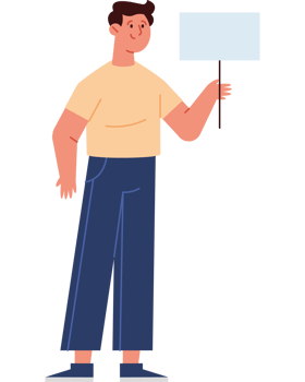 man hold empty blank board png