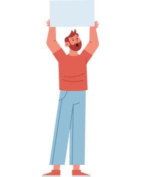 young bearded man holds an empty poster png