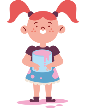 cute little girl with paint bucket png