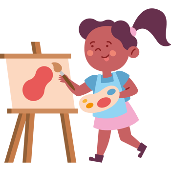artist girl painting on canvas png