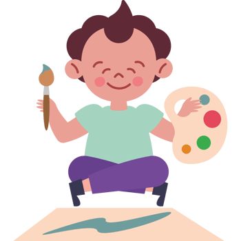 little boy painting on paper png
