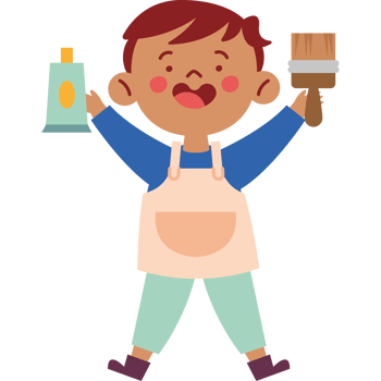 artist holding paintbrush and acrylic color png