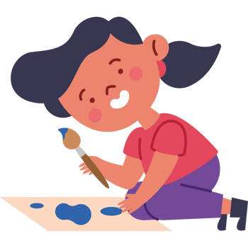 little girl with paint brush character png