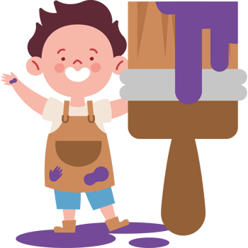 little boy with paintbrush in his hands png
