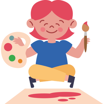 artist boy painting on a board png