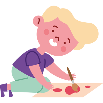 little boy with paint brush painting png