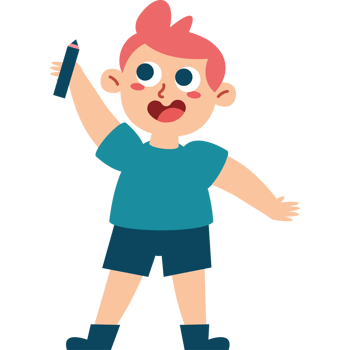 young boy holding a pencil png