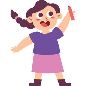 cartoon little student girl holding pencil png