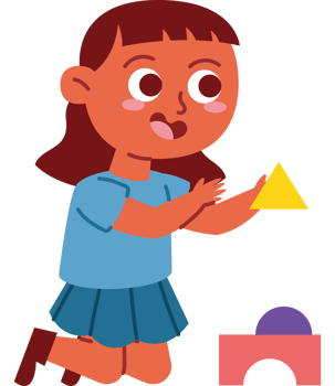 cartoon girl playing with educational toys png