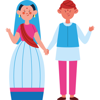 hindu wedding couple in traditional suit png