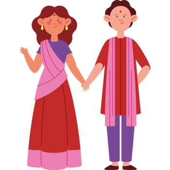 hindu wedding couple in traditional costume png
