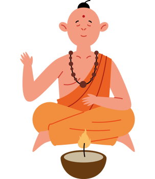 monk male sitting with light lamp png