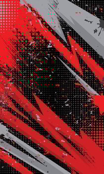 Red geometric stripes racing wallpaper with abstract grunge brush strokes vector