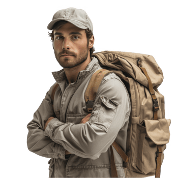 Traveler wear Backpack on transparent background png