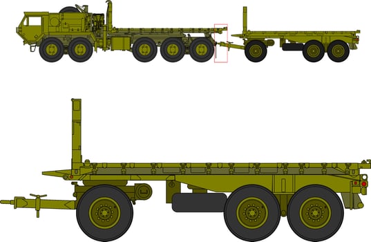 Two different types of military trucks are shown vector