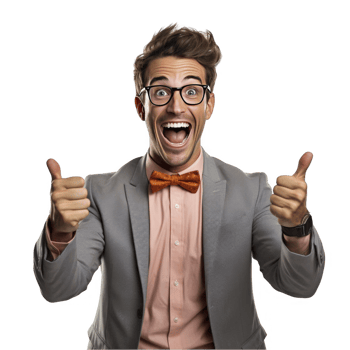 A man in glasses and bow tie giving thumbs up png
