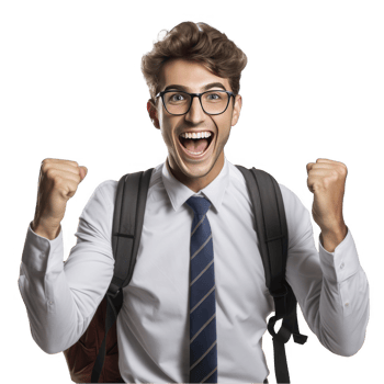 A man in glasses and a shirt with a backpack png