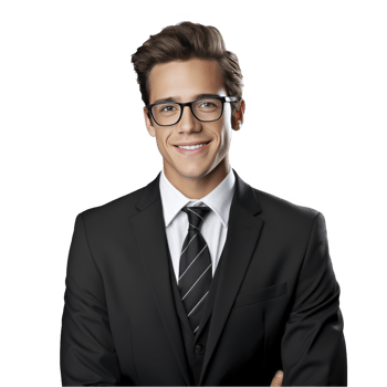 A young man in glasses and a suit png
