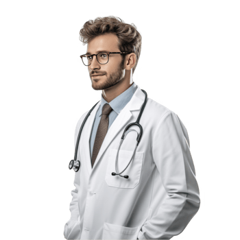 A male doctor in a white coat and tie png