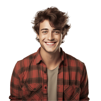 A young man with curly hair smiling png