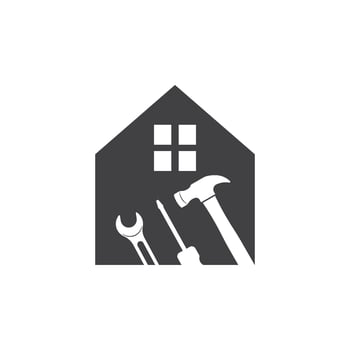 wrench,crewdriver,hummer with building house concept illustration vector