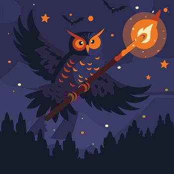 A magic owl casting spells vector