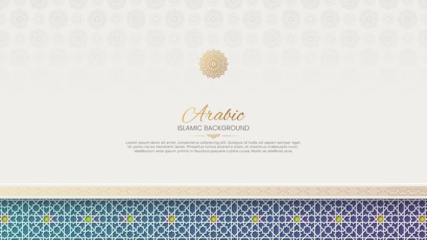Elegant Arabic Islamic ornamental background with traditional geometric pattern and border vector