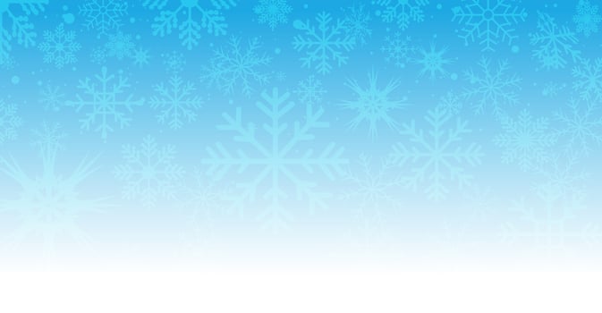 Simple heavy snowflakes design. Wintertime speck freeze shapes. Christmas background with blue to white gradient. Winter snow flake vector