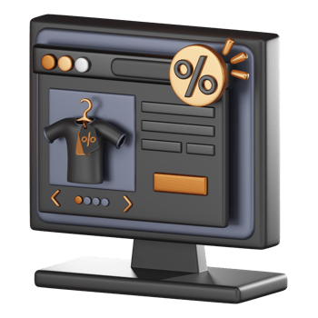 Black Friday Online Shopping Sale 3D Rendering Ecommerce Icons and Discounts png