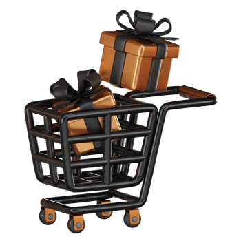 Gift Shopping Cart 3D Illustration, Perfect for Retail and E-Commerce png