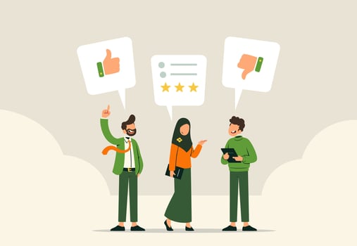 Customer Feedback, Thumbs Up, Three Stars, Thumbs Down vector