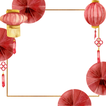 Red hanging paper lantern, Chinese traditional ornament lunar calendar spring festival red frame. Hand drawn watercolor banner for Asian new year greeting card, gift, packing design png