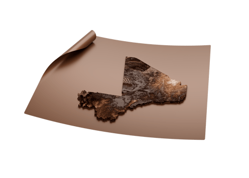 Map Of Mali Old Style Brown On Unrolled Map Paper Sheet 3d Illustration png