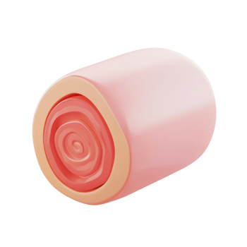 a pink roll of meat 3D icon cartoon on a transparent background png