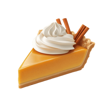 a slice of pumpkin pie with whipped cream and cinnamon sticks png