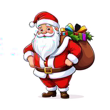 Santa Claus with gifts illustration. Santa Claus cartoon isolated on white background vector