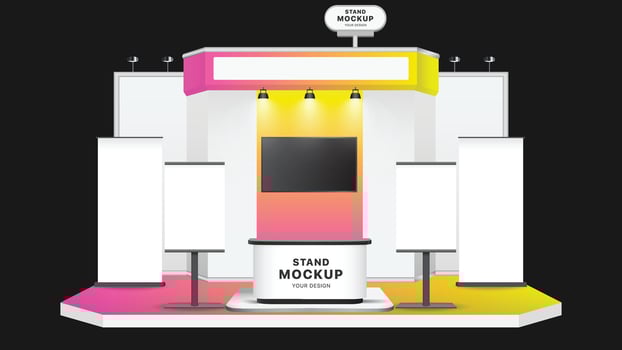 Booth Stand Event Exhibition Mockup Elegant vector