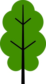 Doodle green tree icon Color clipart vector