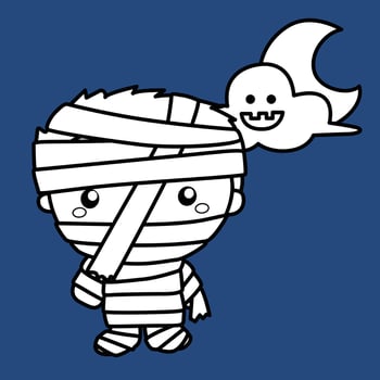 Fun Kids Celebrate Halloween Character Mummy Costume Cartoon Digital Stamp Outline vector