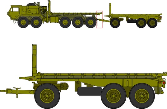 Two different types of military trucks are shown vector