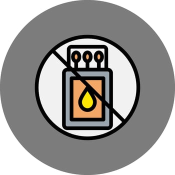 No Fire Filled Grey Circle Icon vector