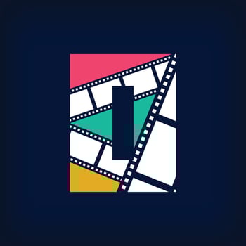 Movie photo collage logo design in modern number 0 sign form. Simple geometric corporate identity design. vector