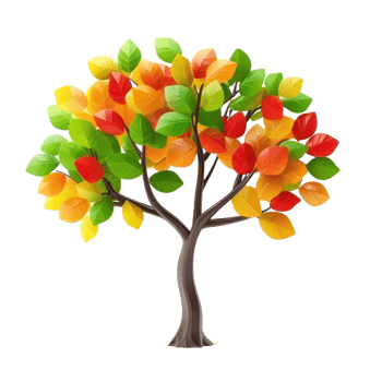 colorful tree on transparent background png