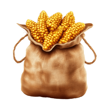 3D icon cartoon corn in sack on transparent background png